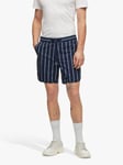 HUGO BOSS Kacey Stripe Shorts, Dark Blue/White