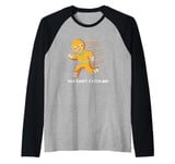 Funny Gingerbread Running You Can't Catch Me Raglan Baseball Tee