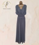 French Connection Jeunesse Grey Stitch V Neck Maxi Dress UK 12 US 8 EU 40 BNWT