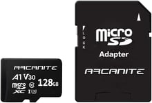 ARCANITE 128GB microSDXC Memory Card with SD adapter - A1, UHS-I U3, V30, 4K,