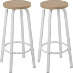 Lot de 2 Tabourets de Bar Bistrot Woltu Siège en mdf - Structure en métal - Tabouret de cuisine - 30 x 30 x 72 cm - Chêne Clair