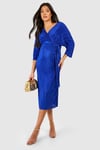 Maternity Plisse Belted Shirt Dress