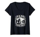 Womens Papa Bear Fishing Adventure For Dads and Father's Day V-Neck T-Shirt