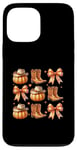 Coque pour iPhone 13 Pro Max Bottes citrouille Western Autumn Vibes Cozy Season Automne