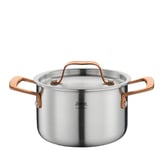 Spring Gourmet Casserole multicouche avec couvercle en acier inoxydable, passe au four, avec graduation intérieure, diamètre 16 cm, hauteur 10 cm, 2 litres, or rose