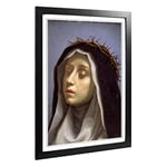 Big Box Art Framed Print of Carlo Dolci St. Catherine of Siena Design | Wall Art Picture | Home Decor for Kitchen, Living Room, Bedroom, Hallway, Black, A2 / 24.5x18 Inch / 62x45cm