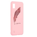 Samsung A51 Back Cover Pink Matt Slim Silicone Feather Letter Phone Protector