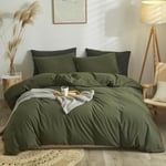 Lanqinglv Duvet Cover Set King Size,Army Green Olive Green Plain Microfiber Bedding Set Kingsize Quilt Cover 220x240cm with Zipper Closure and 2 Pillowcases 50x75cm