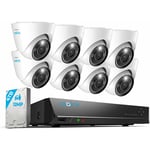 Reolink 6K 12MP Kit de Surveillance,Détection de Personne/Véhicule,Audio Bidirectionnel,Vision Nocturne en Couleur,16CH 4To NVR et Caméra IP PoE 8X
