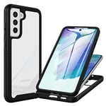 CENHUFO Coque Samsung S21 FE 5G/4G, Antichoc Housse avec Protection écran, 360° Protégé Téléphone Etui Double Face Case Transparent Portable Intégrale Coque pour Samsung Galaxy S21 FE 5G/4G - Noir