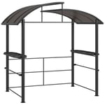 Grill Paviljong Flamskydd Tak Bbq Pavilion 2 Hyllor Uv-Skydd Pergola Trädgård Balkong Stål Pc Mörkgrå 240X150X230Cm