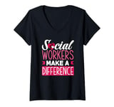 Womens Social Workers Make A Difference V-Neck T-Shirt