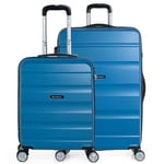 ITACA - Valises. Lot de Valise Rigides 4 roulettes - Valise Grande Taille, Valise soute Avion, Bagages pour Voyages.Ensemble Valise Voyage. Verrouillage à Combinaison, Bleu