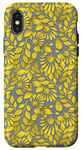 Coque pour iPhone X/XS Motif feuilles botaniques tendance jaune gris été