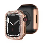 Lyxigt kristall strass stelt PC-ramfodral för Apple Watch Series 7 45 mm - All-Around Bumper Case (roséguld)