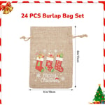 24PCS Sac Calendrier de l'Aven,Sachets en Jute pour Calendrier de l'Avent à Remplir,10x15cm Pochettes Jute avec