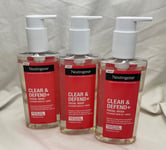 3X NEUTROGENA  Clear and Defend+ Facial Wash with Salicylic Acid Oil Free 200 ml