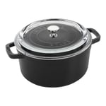 Staub La Cocotte 24 cm round Cast iron with glass lid black