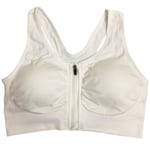 Kvinnor Sport-BH High Impact Front Fäst Dragkedja Trådlös Post Surgery Support Tränings-BH Full täckning Löp-BH White XL