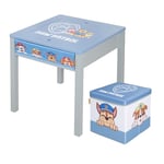 roba Ensemble de Sièges pour Enfants Paw Patrol - Table avec Plateau Réversible + Tabouret - À Partir de 18 Mois - Mobilier de Siège avec Chiens de Dessin Animé - Bois Gris/Bleu