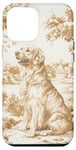 Coque pour iPhone 12 Pro Max Charmante toile de jouy beige golden retriever