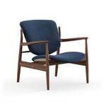 House of Finn Juhl - France Chair, Walnut, Cat. 2 Hallingdal 65 - 764 - Lenestoler - Finn Juhl - Tre farget,Blå - Tre/Tekstilmateriale