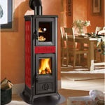 Nordica - Poele a' bois La Extraflame Four Gemma avec four en majolique bordeaux 7,2 kw 206 m chauffe'