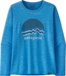 Patagonia Women's Long Sleeve Cap Cool Daily Graphic Shirt Ridge Rise Moonlight: Vessel Blue X-Dye, L