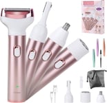 4 en 1 Rasoir à Sourcils et Visage pour Femmes Epilateur Electrique Femme/Rasoir Femme Electrique,Épilateur Rechargeable Rasoir