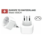 Zenitech - Adaptateur prise voyage Suisse/Liechtenstein vers ue - 3 broches Suisse vers 2 broches ue - blanc