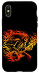 Coque pour iPhone X/XS Red Fiery Grim Eternal Rockstar Squelette jouant de la guitare basse