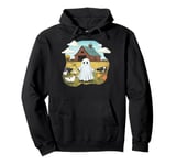 Funny Ghost Farmer Halloween Barnyard Farm Animal Cute Ghost Pullover Hoodie