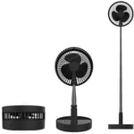 Ventilateur sur Pied Sans Fil USB - Silencieux 4 Vitesses - Pliable & Télescopique 35 à 100cm - Noir