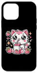 iPhone 12 mini Funny Cat Kawaii Strawberry Milk Cartoon Anime For Women Case