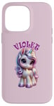 Coque pour iPhone 14 Pro Max Motif licorne violet pour fille