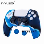 Camo Bleu - Housse De Protection Pour Manette Sony Playstation 5 Ps5 Ds5, Avec Capuchons De Poignées En Gel Pour Dualshock 5, Coque En Silicone