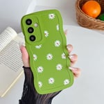 ZTOFERA Compatible with Samsung Galaxy A15 5G Case,Unique Curly Wave Frame with Daisy Pattern,Soft Liquid Silicone Anti-Fingerprint Shockproof Full Coverage&Lens Protective Case for Samsung A15-Green