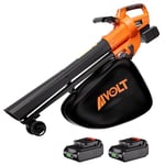 AIVOLT 40V Cordless Leaf Blower and Vacuum, Electric Leaf Collector with 40L Mulching Bag, 257km/h, 17m³/min, 15:1 Shredding Ratio (2 Pcs Batteries & Charger Included)