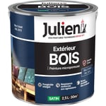 Julien Peinture Bois Microporeux Extérieur Satin - Portes, fenêtres, portails, mobilier de jardin - Bleu Cobalt 2,5 L