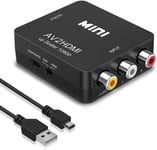 Adaptateur Rca Vers Hdmi Convertisseur Av En Hdmi, 3rca Composite Av Vers Hdmi Convertisseur Pr En Charge 1080p Avec Av Câble Et Usb Câble Pour Pc/Xbox/Ps4/Ps3/Tv/Stb/Vhs/Dvd/Camera/Wii