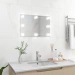 The Living Store - Miroir mural avec lampes led Rectangulaire Verre Argent