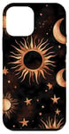 Coque pour iPhone 12 mini Verre tropical moderne marron céleste lune et étoiles soleil