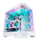 ABYSM Gaming Danube SAVA H600 Boîtier PC Gamer E-ATX avec 3 Panneaux en Verre trempé, 4 Ventilateurs ARGB de 120 mm, contrôleur, Support pour GPU et câble Riser PCIe 4.0 16x