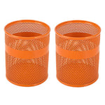 EasyPAG Lot de 2 Métal Pot à Crayon Porte Stylo Organisateur de Bureau Range Bureau Rangement Bureau,Orange