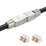 AXFEE Lot de 1 RJ45 CAT 7 Connecteur, Coupleur RJ45 Cat7 Blindé, connecteurs de sertissage sans Outils RJ45 Cat 6 Cat 7, pour l'Extension des câble de pose LAN, câble d'installation Ethernet