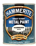 750ml Hammerite Hammered FINISH WHITE Direct To Rust Metal Paint Tin