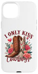 Coque pour iPhone 15 Plus I Only Kiss Cowboys Tee Bottes de cowboy western Saint-Valentin