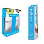 SodaStream Plastic Carbonating Bottles 1 L - Grey (Pack of 2) with SodaStream Spare Gas Cylinder, 60l