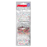 Blanding af bogstavperler (A-Z) og perler med hjerter – 5x15 gram