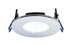 Saxby 69885 OrbitalPLUS LED Fixed Downlight, chrome, 9w, 5000K, daylight white